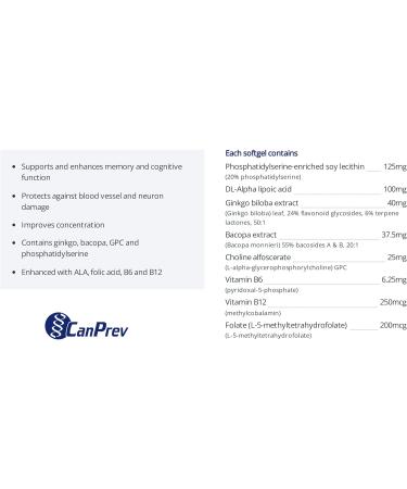 CanPrev Mind-Pro Formula | 120 Softgels l Improves Concentration l With Vitamin B12 & B6 - Buy Online on GoSupps.com
