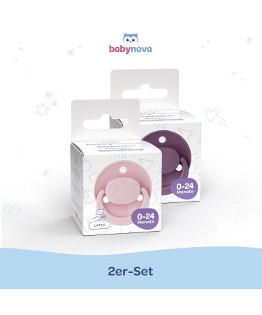 Buy Baby-Nova Latex Baby Pacifiers Set - Cherry Shape Natural Rubber BPA-Free Made in Germany - Ideal for 0-24 Months - Rosa & Lila - Buy Online on GoSupps.com