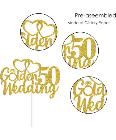 Gidobo 50th Wedding Anniversary Cake Toppers with Heart Cupcake Toppers Glittery Golden Weddding Anniversary Heart Cake Decoration for Celebration Party Supplies Golden 50th - Buy Online on GoSupps.com