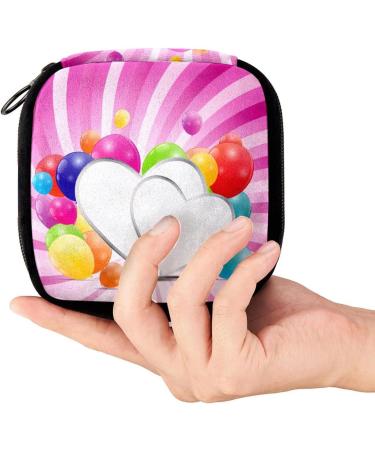 GIAPB Period Bag - Sanitary Napkin Storage & Makeup Pouch - Cartoon Balloon Heart Design - Buy Online on GoSupps.com