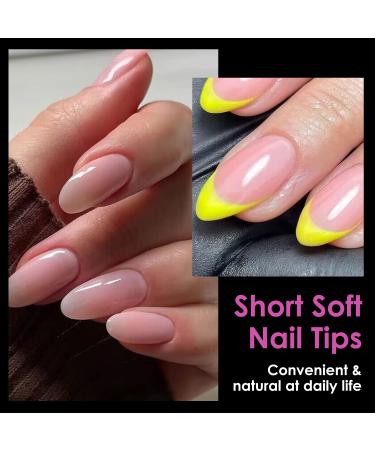 Melous 240PCS Pre Buff Short Almond Soft Gel Nail Tips - Half Matte Full Cover Nail Tips - C3-240 Pcs - Buy Online on GoSupps.com