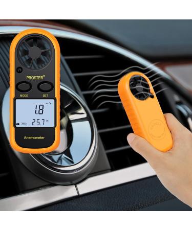 Proster Windminder Digital LCD Wind Speed Meter Gauge - Accurate Air Flow Measurement Thermometer with Backlight for Windsurfing Kite Flying Sailing Surf Fishing - Orange - Buy Online on GoSupps.com