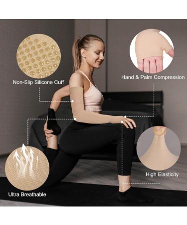 Buy Lymphedema Medical Compression Arm Sleeve & Gauntlet - 20-30 mmHg Graduated Support for Arthritis & Edema | Beige Small - Fast International Shipping - Buy Online on GoSupps.com