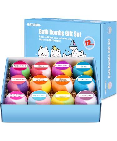 Maylawn 12-Piece Handmade Lavender Bath Bombs Gift Set - Vegan & Cruelty-Free - Perfect for Bubble and Spa Baths - Ideal Birthday or Mothers Day Gift for Her/Him - Buy Online on GoSupps.com