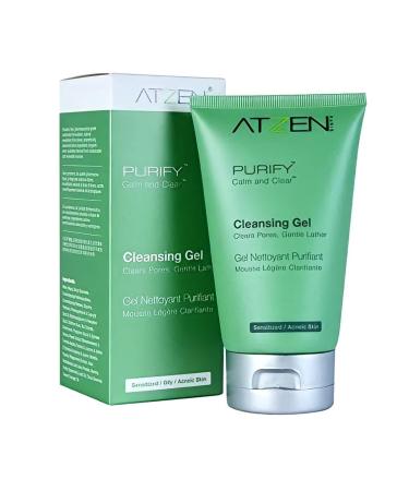 ATZEN Purify Cleansing Gel | Acne Face Cleanser | Foaming Face Wash For Senstive Skin & ACne Breakouts | Organic Face Wash | Natural Plant Based Foaming Gel | Vitamin B5 | Paraben Free Cruelty Free & Non GMO (3 oz)