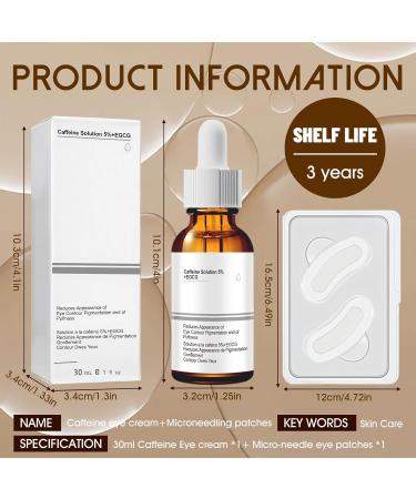 Serum Yeux+Patch Micro Aiguilles Contour des Yeux Anti Rides Cafeine Contours des Yeuxs Caf ine 5% + Egcg Serum Contour des Yeuxs Serums Yeuxs Anti Cernes et Poche 30 ml (Lot de 1) - Buy Online on GoSupps.com