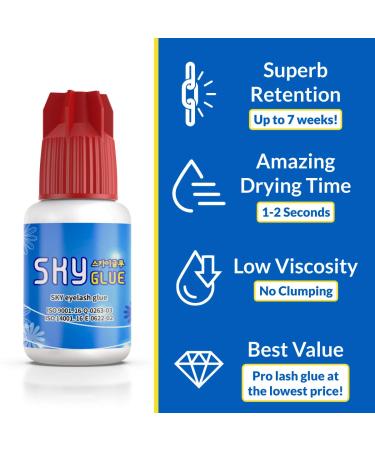 Sky Glue S+ | Super Strong Lash Extension Adhesive | Professional Black 5ml | Fast Drying | 7+ Week Retention - Buy Online on GoSupps.com