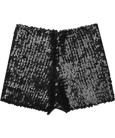 FEESHOW Kids Gymnastic Shorts Glitter Ballet Dance Metallic Spandex Shorts Black 12-16 Years - Buy Online on GoSupps.com