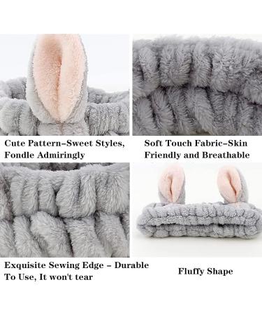 KEYRI 2 Pieces Face Wash Headband Spa Headbands Elastic Hair Band Bunny Ears Hair Bands Makeup Headbands Coral Fleece Headband Cute Wash Hair Band Bath Shower Head Wraps for Women Girls (Pink+Grey) - Buy Online on GoSupps.com