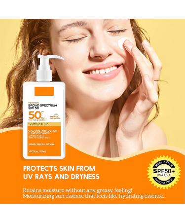 150ml Sunscreen Spf 50+ 150ml Sun Cream For High Sun Protection Invisible Fluid Suncream Very Water+Sweat Resistant Sunblock Brown Spot Reduction Face Sunscreen Sensitive Skin Sun Cream - Buy Online on GoSupps.com