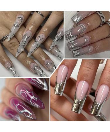 Metallic Silver Gel Liner - Gel Nail Polish Liner Metallic Effect - Mirror Chrome Effect Gel Nail Polish - Nail Liner Painted Gel Polish for Painting Drawing Swirl Nails 10ML Sliver - Buy Online on GoSupps.com