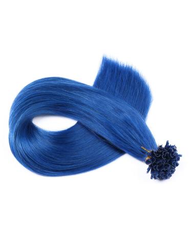 Keratin Bonding - # Blue - 40cm - 25 strands - 1G - 100% Remy real hair hair extension U -tip Extensions very high quality by Novon hair extent 25 strands / bonding - 40cm each 1g 25g