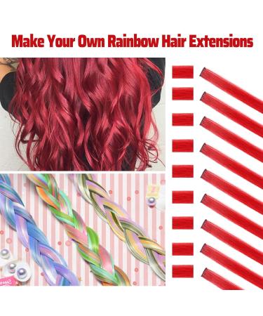 22-Inch Colored Clip-In Hair Extensions for Girls - 10 Pcs Red Straight Accessories - Perfect for Parties & Highlights - Buy Online on GoSupps.com