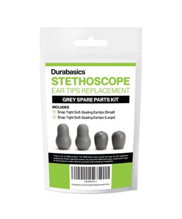 Durabasics Stethoscope Ear Tips Replacement for Littmann Stethoscopes - Compatible with Littman Ear Tips Replacement, Stethoscope Ear Pieces, Littmann Stethoscope Parts & Cardiology IV Parts - Grey