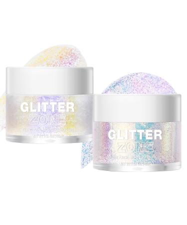 Body Glitter Gel 40ml Chunky Glitter Sequins for Hair Face Body Glitter Festival Glitter Face Glitter Makeup Pink+Purple