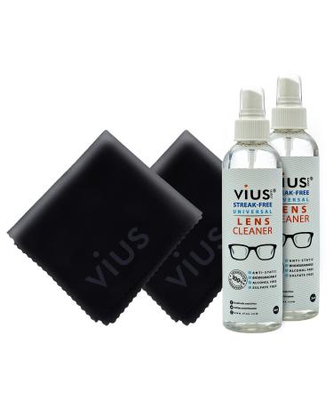 Lens Cleaner Kit  vius Premium Lens Cleaner Spray for Eyeglasses, Cameras, and Other Lenses - Gently Cleans Fingerprints, Dust, Oil (2oz Travel Pack) 4 Piece Set