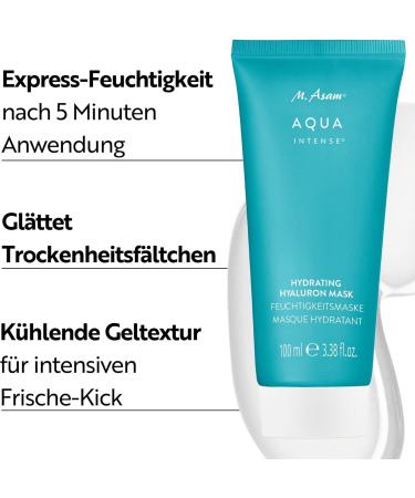 M Asam Aqua Intense Hydrating Hyaluron Mask 100 ml cooling facial mask with hyaluronic acid complex hydrating and plumping for men and women perfumefree vegan - Buy Online on GoSupps.com