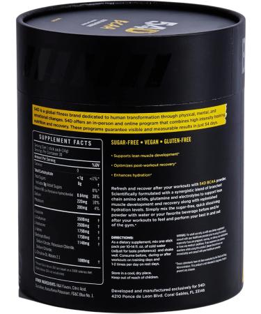 54D BCAA Powder Sports Drink for Hydration & Recovery - Blue Raspberry 30 Single Service Stick - 14.8 oz, Vegan, Gluten & Sugar Free, 2.5g Glutamine - Post-Workout Recovery, 30 Servings - Buy Online on GoSupps.com