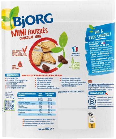  G n rique BJORG - Bjorg Mini Organic Dark Chocolate Stuffed 180G - 180G - Lot Of 3 - Sold By Lot - Buy Online on GoSupps.com