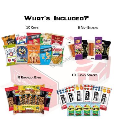 SnackBOX Gluten Free Healthy Snacks Care Package - 34 Count | Perfect for College Students, Exams, Valentine's Day & Gifts - Buy Online on GoSupps.com