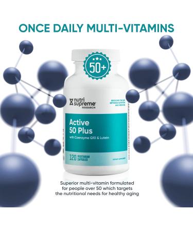 Nutri Supreme Active 50 Plus, CoQ10, Lutein, ALA, and Turmeric, Advanced Formula for Healthy Aging and Vitality, 120 Vegetable Capsules - Buy Online on GoSupps.com
