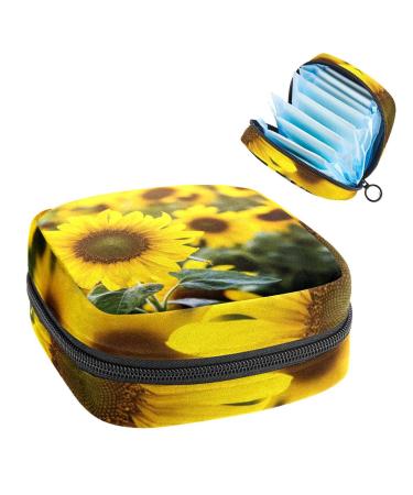GIAPB Period Bag Sanitary Napkin Storage Bag Period Pouch Travel Makeup Bag Sunflower Plant Color3436