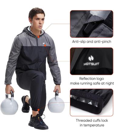 HOTSUIT Sauna Suit for Men - Gray Full Body Sweat Suits Set, X-Large - Buy Online on GoSupps.com
