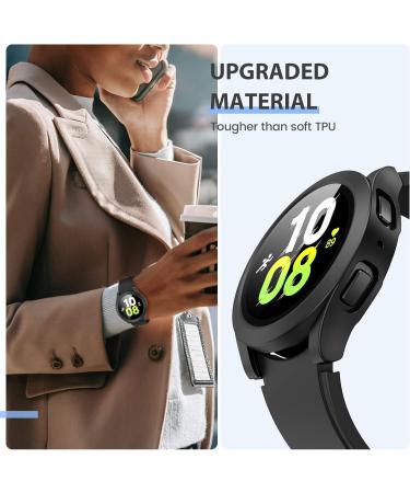 2Pack Tensea Samsung Galaxy Watch 5/4 44mm Screen Protector Case - Matte Black | Protective Cover with Tempered Glass Film for Men and Women - Buy Online on GoSupps.com