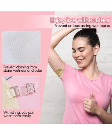 4 Pairs Reusable Underarm Sweat Pads with Shoulder Strap - Washable Armpit Guards for Women and Men - Nude White - Buy Online on GoSupps.com