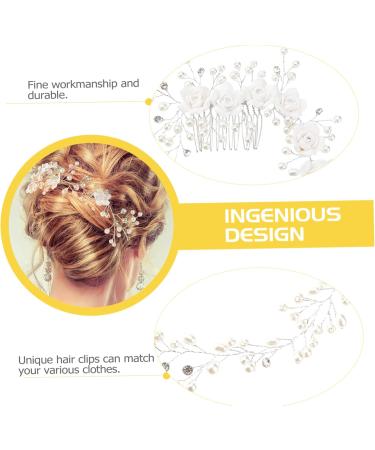 Beatifufu Pearl Bridal Hair Comb Wedding Pearls Hair Comb Rhinestone Headband Bride Headwear Prom Hair Clips Combs for Women Pearl Wedding Accesorios Para Mujer White Scarf Leaf Women's - Buy Online on GoSupps.com