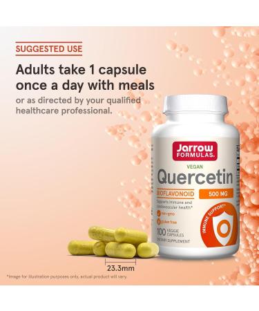 Quercetin 500 mg - Bioflavonoid - Quercetin Dietary Supplement - 100 Servings (Veggie Caps) - Supports Cellular Function Cardiovascular Health Immune Health & Response - Buy Online on GoSupps.com