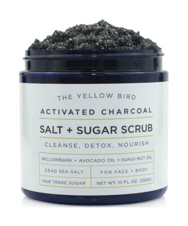 Natural Activated Charcoal Body & Face Scrub. Exfoliating Dead Sea Salt & Sugar Scrub. Deep Cleansing Pore Minimizer. Anti Cellulite  Acne  Blackhead  Scars  Wrinkle Treatment.