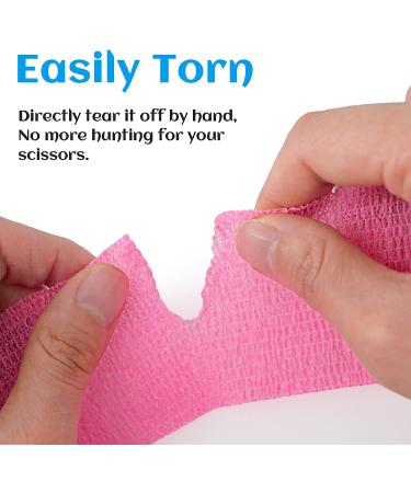 24 Rolls Pink Elastic Self Adhesive Bandage Wrap - 2 x 5 Yards - Ideal for Ankle Sprains, Swelling, and Sports Injuries - Breathable and Flexible Fabric - Non Woven Cohesive Bandage for Dogs, Pets, and Veterinary Use - Hot Pink - Buy Online on GoSupps.com