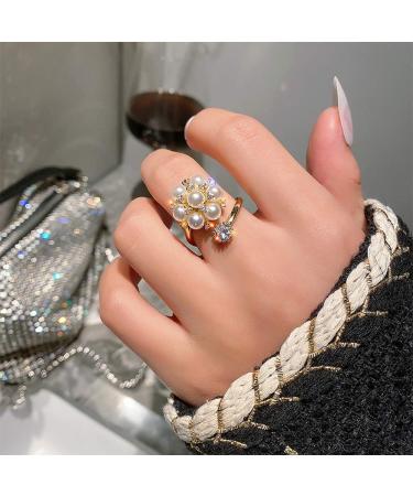 Bridal Pearl Flower Knuckle Ring | Adjustable Crystal Wedding Jewelry - Buy Online on GoSupps.com