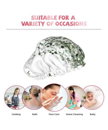 Green Plants Printed Waterproof Shower Cap for Women - Fits All Head Sizes and Hair Textures - Buy Online on GoSupps.com