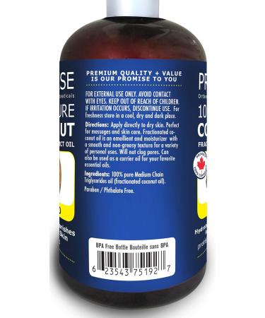 500ml (16oz) PURE COCONUT FRACTIONATED MCT OIL Moisturizes & Nourishes Hair Face and Skin UV Protected Non GMO Made in Canada (500ml) 500 ml (Pack of 1) - Buy Online on GoSupps.com
