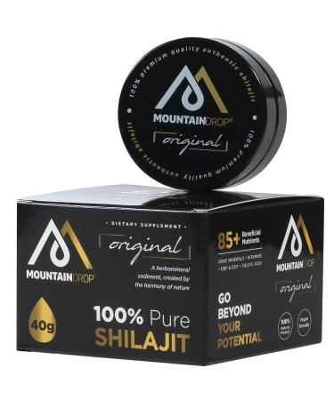 ountainDrop 100% Pure Natural Shilajit Resin Harvested 3000m Altitude-85 Beneficial Ingredients 53 DBP & DCP 18+Amino & Fulvic Acids Support Physical Mental Emotional Functions Ionic Absorption 40g