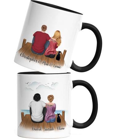 Personalized Kiddle-Design Couple with Cats Mug - Perfect Gift for Cat Moms & Dads | Unique Black Cat Owner Present - Buy Online on GoSupps.com