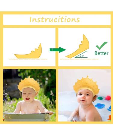 AZXIVIZ Baby Shower Cap - Soft Silicone Bathing Crown Hat for Kids - Adjustable, Safe & Protects Eyes and Ears from Shampoo - Yellow (6 Months to 12 Years) - Buy Online on GoSupps.com