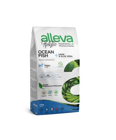 ALLEVA - Fish Croquettes + Hemp Seeds & Aloe Vera Holistic - Puppy Food - Maxi - 2 kg Bag of Croquettes