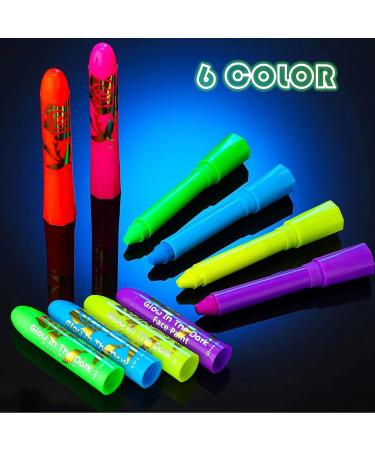 Buy 6 Colors Glow Face & Body Paint - UV Crayons Makeup for Kids & Adults | Neon Fluorescent Face Painting Kit for Halloween & Parties - Buy Online on GoSupps.com