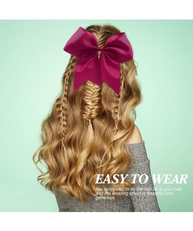 4pcs Large Cheer Hair Bows Ties - 8 Inch Grosgrain Ribbon Elastic Bands - Perfect for School, College, Sports, Cheerleading - Black/White/Red/Pink - Buy Online on GoSupps.com