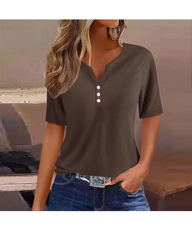 Shop Olive Green & Brown Womens Short-Sleeved V-Neck T-Shirts | Classic Printed Summer Tops for International Shipping - Buy Online on GoSupps.com