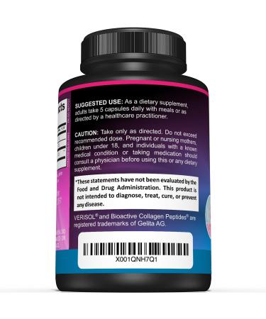 Sunergetic Premium Collagen Peptides Capsules 2500 mg of VERISOL Collagen Peptides Type 1 & Type 3 Multi Collagen Supplement to Support Joint Health, Hair, Skin & Nails 150 Collagen Capsules - Buy Online on GoSupps.com