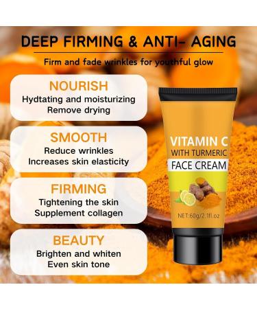 Turmeric Face Cream - Face Moisturizer for Women - Face Moisturiser with Turmeric & Vitamin C - Natural Skincare Ingredient - Anti-Aging Moisturiser Face Women - Dark Spot Remover Face Cream for Women - Buy Online on GoSupps.com