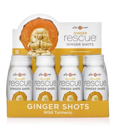 Ginger Rescue Shots by The Ginger People  Immunity Boosting, Caffeine Free Energy, Digestive Heath, Wild Turmeric Flavor, 2 Fl Oz (Pack of 12) Wild Turmeric Ginger Shots
