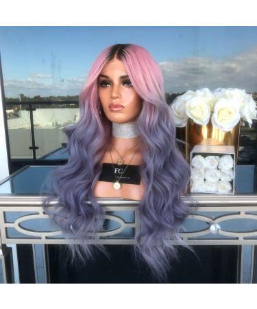 Battnot 28'' Synthetic Full Wig for Women - Long Curly Straight Hair in Gold Pink & Purple - Ideal for Cosplay & Parties - Buy Online on GoSupps.com
