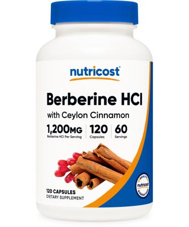 Nutricost Berberine HCl with Ceylon Cinnamon Capsules (120 Capsules 60 Servings) - Non-GMO Animal-Free Product 120 Count (Pack of 1)
