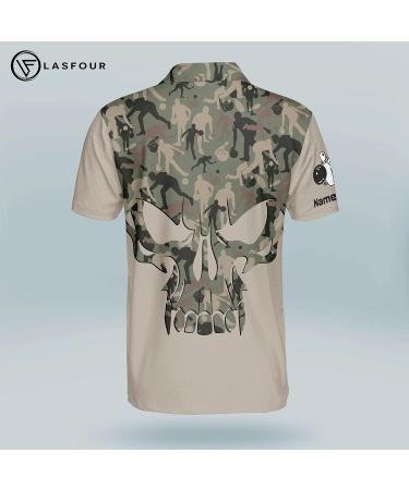 LASFOUR Custom Skull Bowling Shirt for Men - Short Sleeve Bowling Jersey for Men Style2 - Buy Online on GoSupps.com