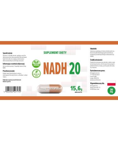 NADH 20mg 60 Vegetable Capsules Tested by a Third Party Laboratory Gluten Free and GMO Free - Buy Online on GoSupps.com